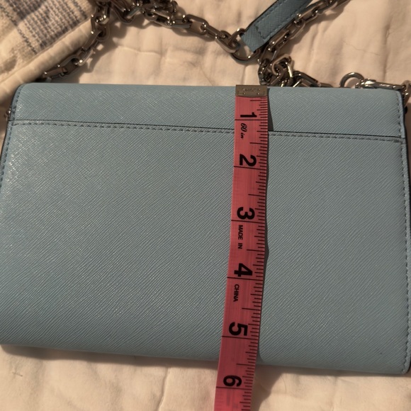 Tory Burch Convertible Leather  Wallet.  Riviera Blue With Silver Chain.  NWT. - Picture 8 of 11